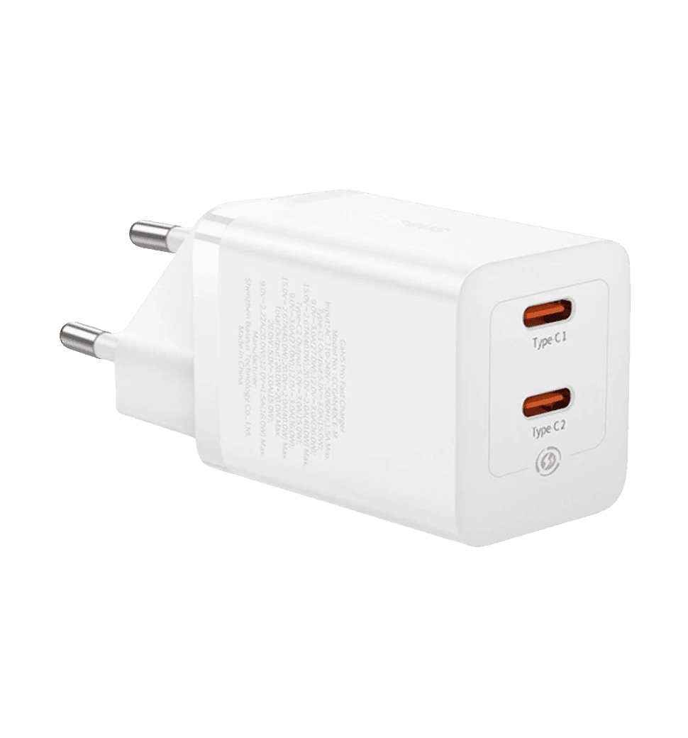 Адаптер Baseus GaN5 Pro 40W Type-C+Type-C (white)(CCGP180102)