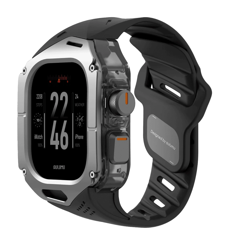 Ремінець AULUMU Titanium Cover+Black Band  titanium+ white A01-TI-BK