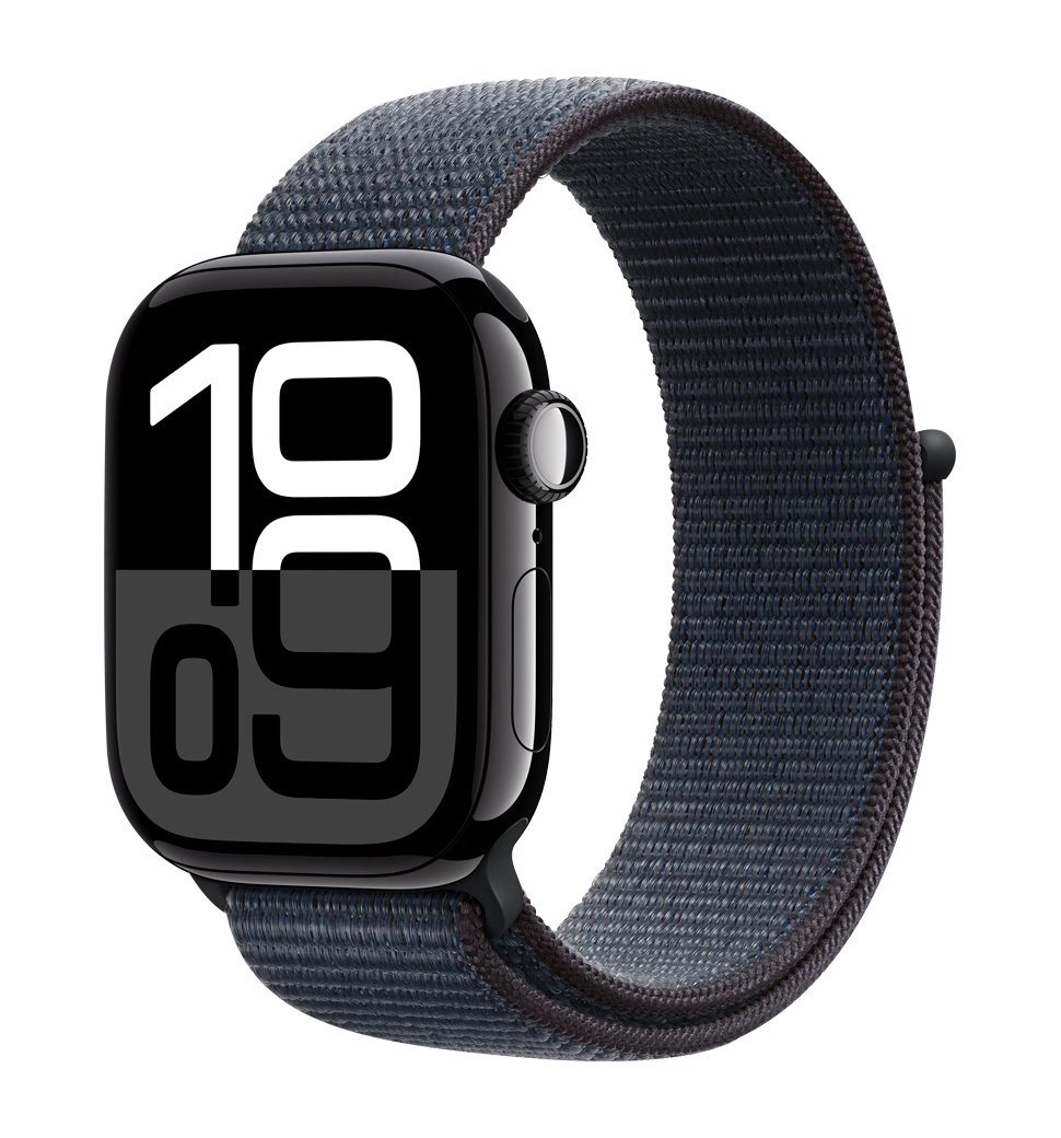 Apple Watch Series 10 46mm Jet Black Aluminum Case with Ink Sport Loop (MWWR3)