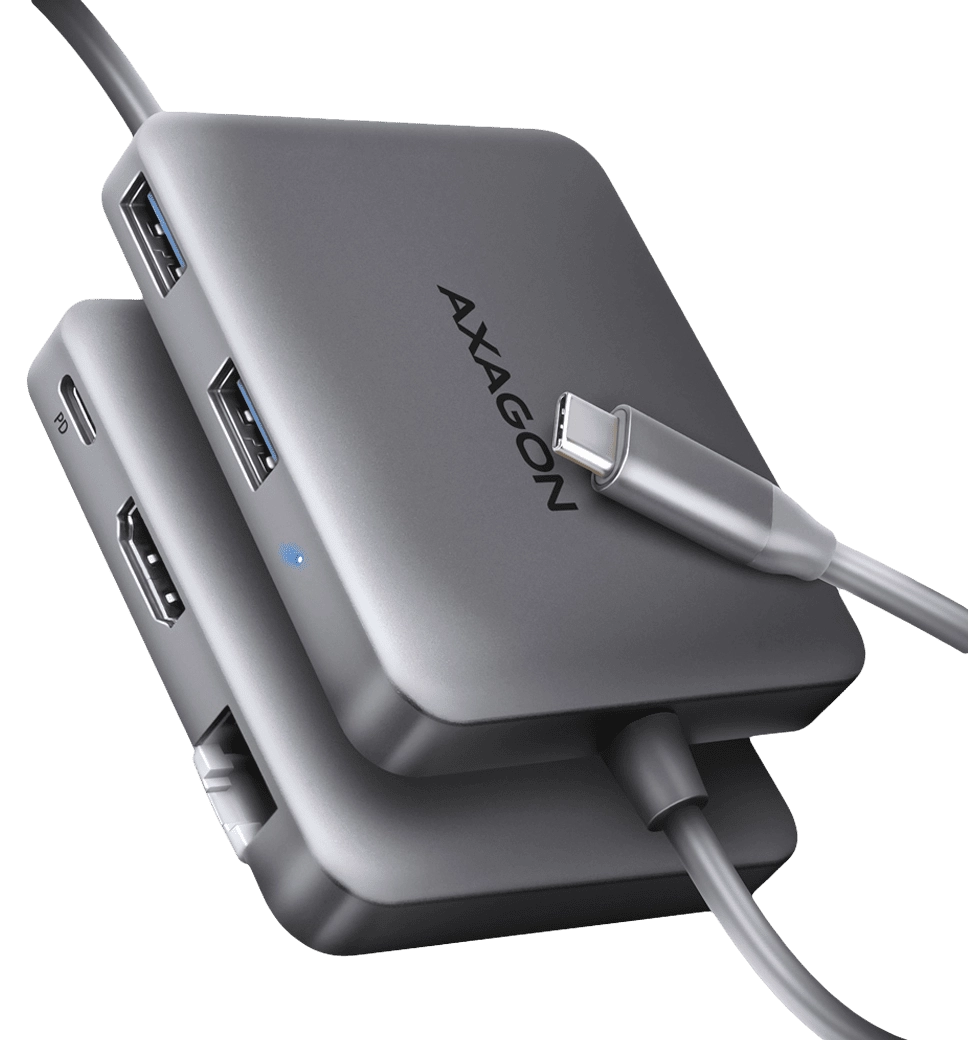 Хаб концентратор AXAGON HMC-5HL USB-C 5Гбіт/с SuperSpeed 5in1 hub, Сірий