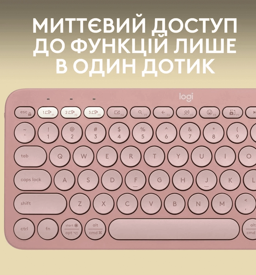 Клавиатура LOGITECH Pebble Keys 2 (K380s) UA беспроводная розовая (920-011853)