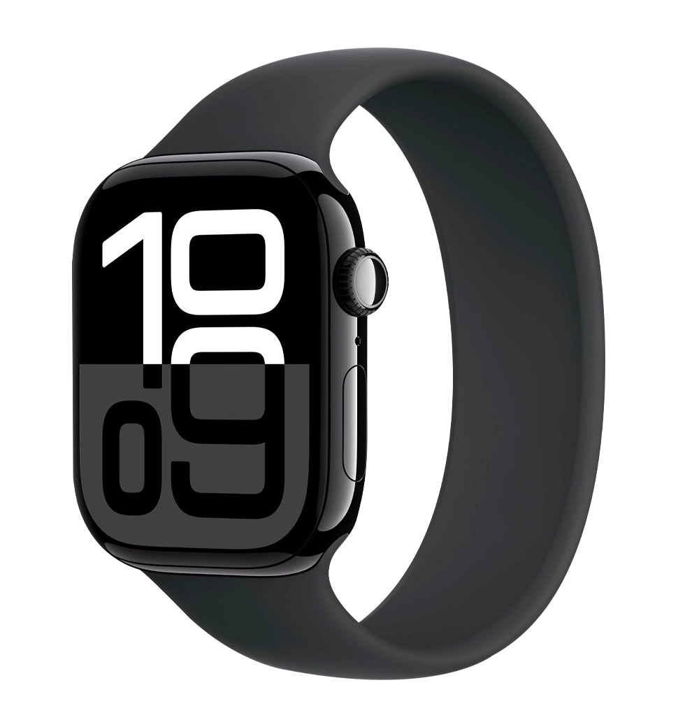 Apple Watch Series 10 46mm Jet Black Aluminum Case with Black Sport Band - S/M (MWWP3)