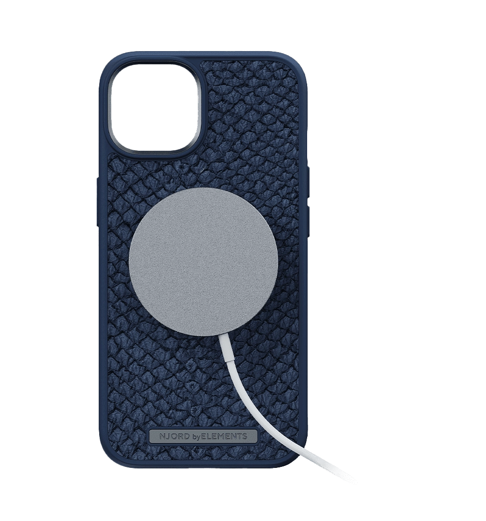 Чехол Njord Salmon Leather MagSafe Case Blue для iPhone 14 (NA41SL01)