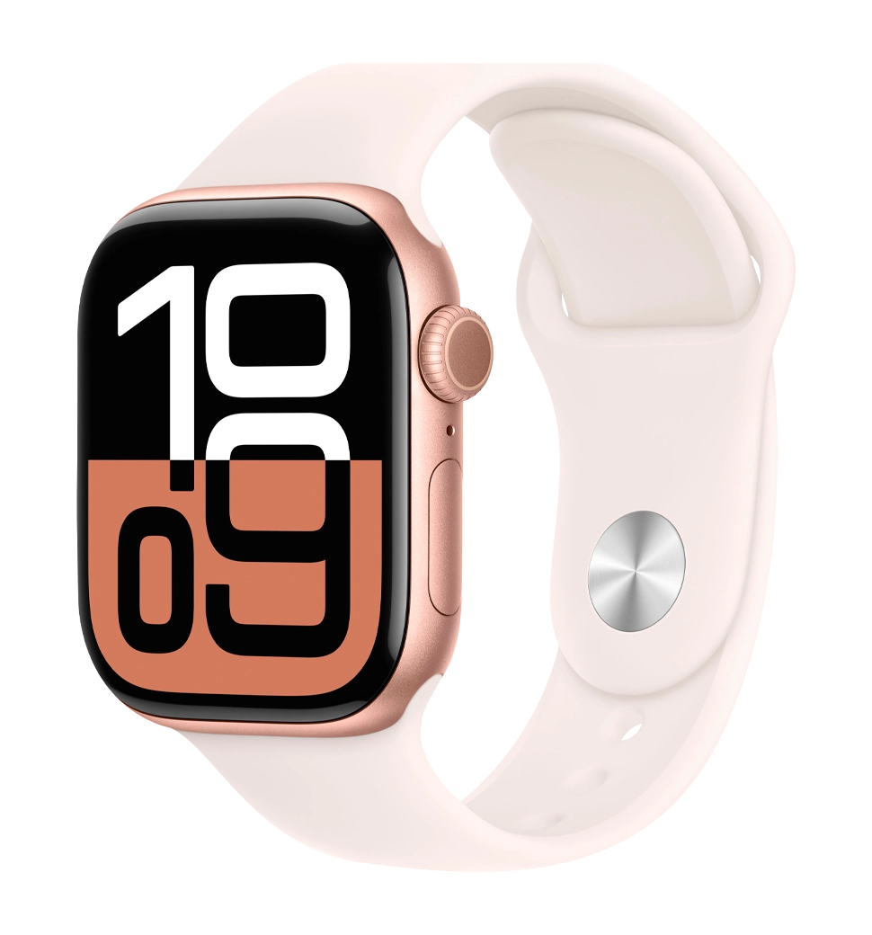 Apple Watch Series 10 46mm Rose Gold Aluminum Case with Light Blush Sport Band - M/L (MWWU3)