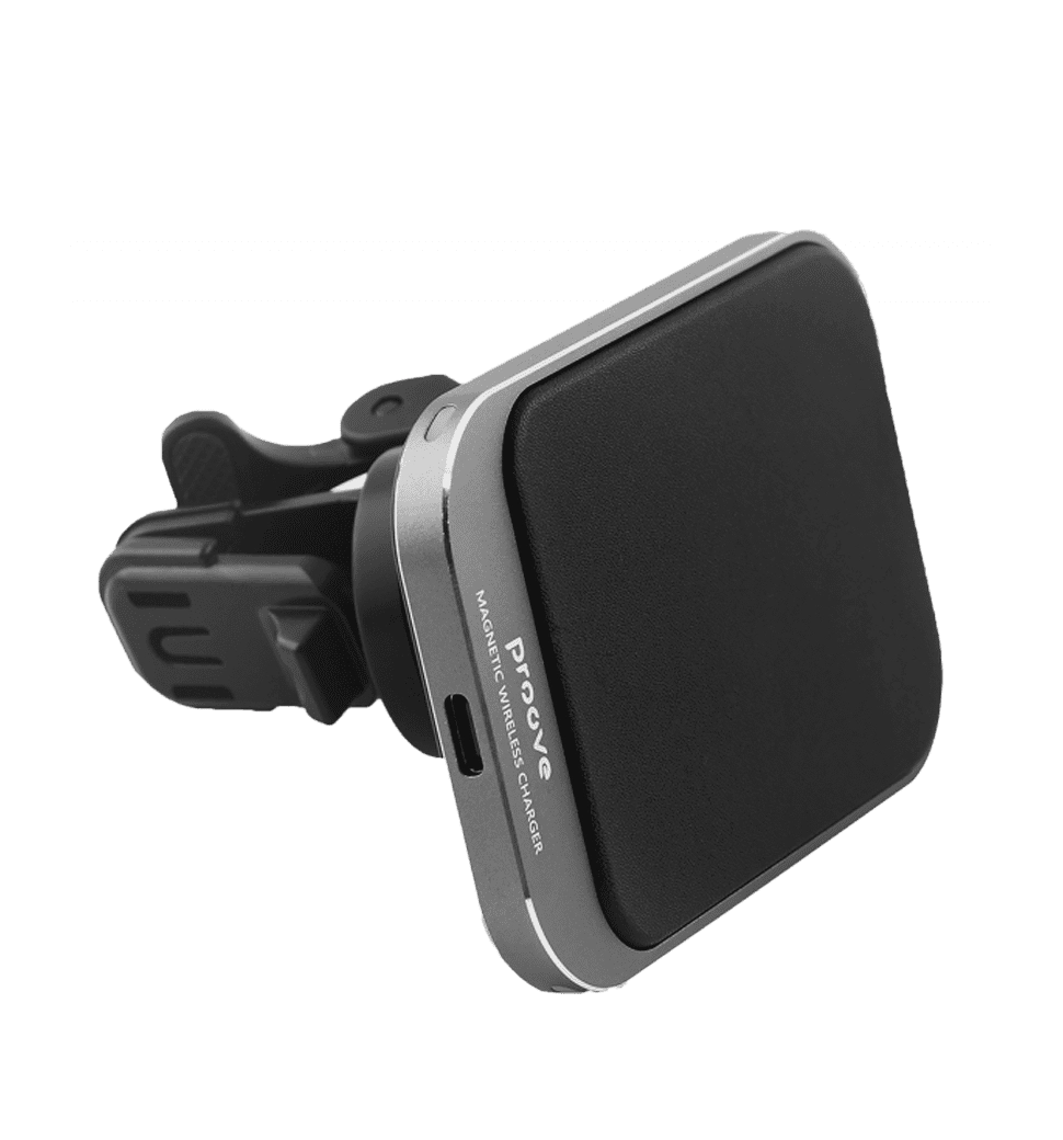 Держатель в машину с беспроводным ЗУ Proove Square Magnetic PRO 15W (metal gray)