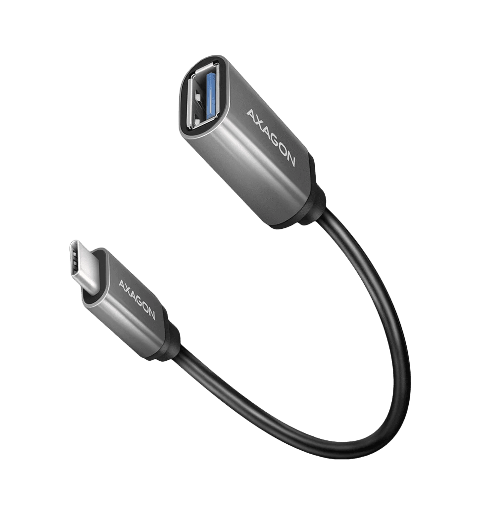 Адаптер AXAGON RUCM-AFAC USB-C-USB-A кабель 20см, Сірий