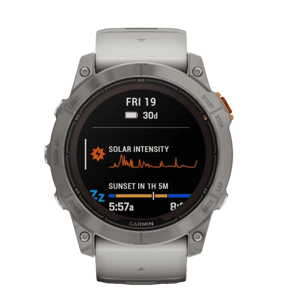 Смарт-часы Garmin Fenix 7X Pro Sapphire Solar Titanium w. Fog Gray/Ember O. Band (010-02778-14/15/64) UA