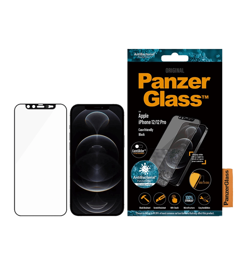Захисне скло PanzerGlass Apple iPhone 12/12 Pro Case Friendy CamSlider AB Black (2714) — фото 3