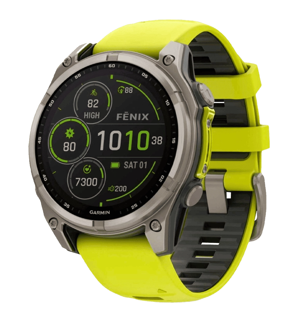 Спортивные часы Garmin Fenix 8 51mm Solar Sapphire Titanium w. Amp Yellow/Graphite Silicone Band (010-02907-20/21) UA