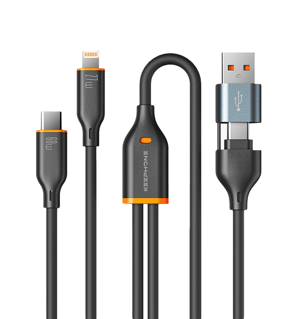 Кабель Keephone 3in1 Liquid Silicone Black (DC-23161blk)