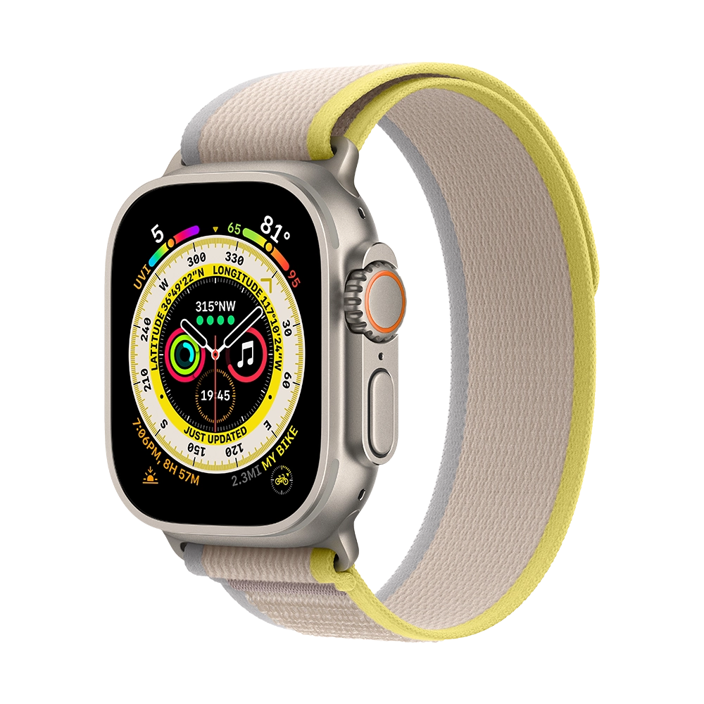 Apple Watch Ultra 49mm Titanium Case with Yellow/Beige Trail Loop - M/L (MQFU3) БУ