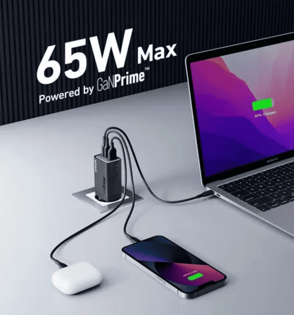 Адаптер ANKER PowerPort 735 GaNPrime - 65W 2xPD & 1xPIQ PPS/DPDS