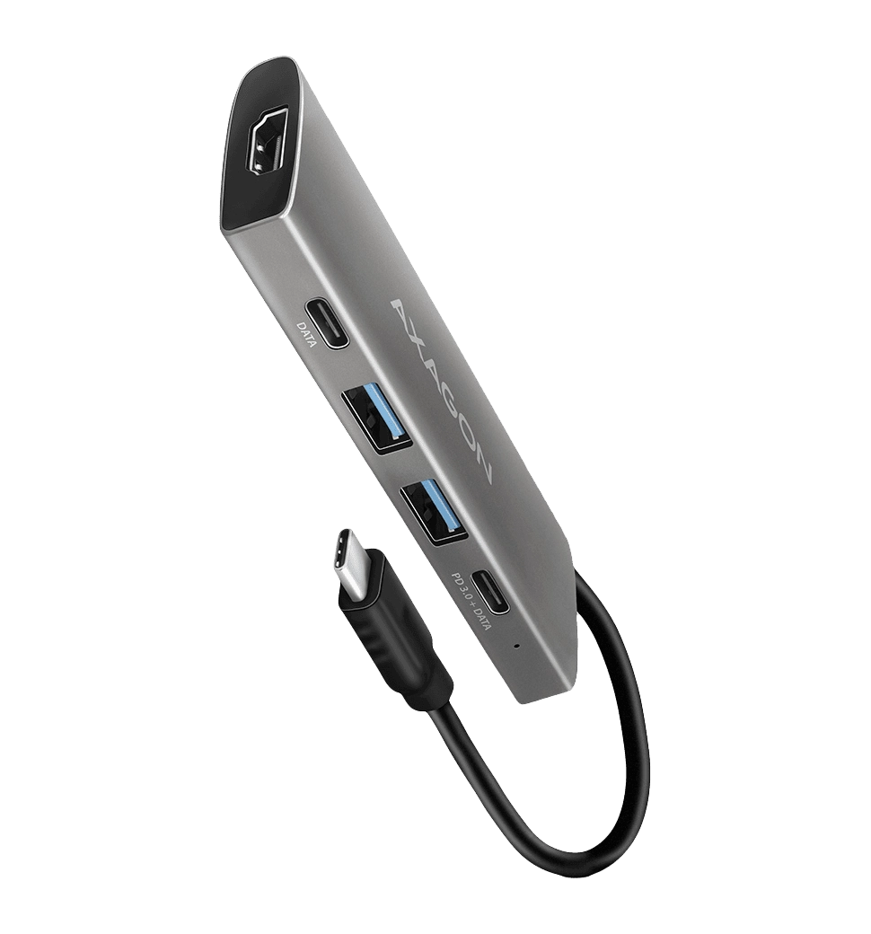 Хаб концентратор AXAGON HMC-5G2 USB-C 10Гбит/с SPEEDSTER 5in1 hub (rev2.0), Серый