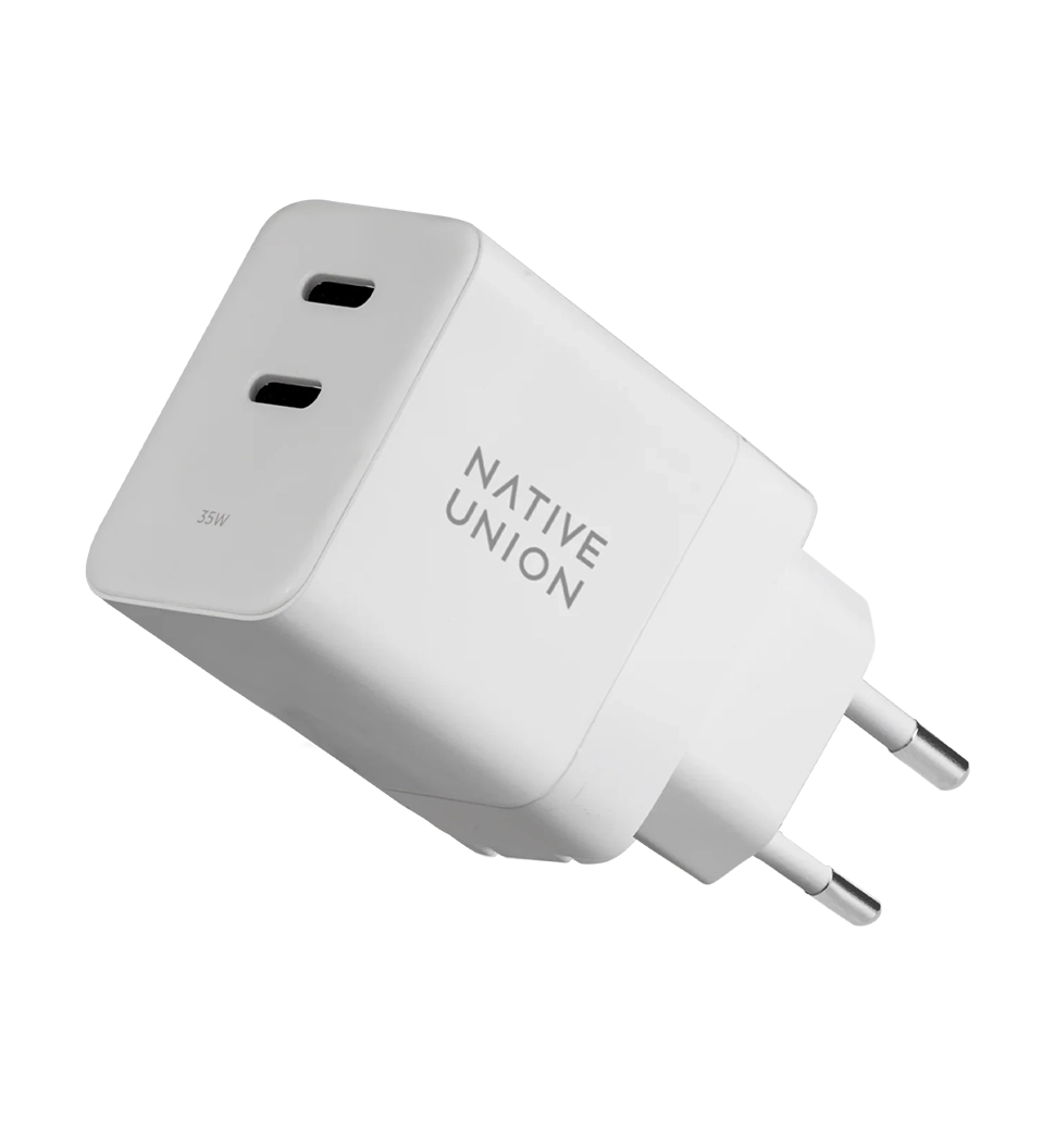 Зарядний пристрій Native Union Fast GaN PD 35W Dual USB-C White (FAST-PD35-WHT-EU)