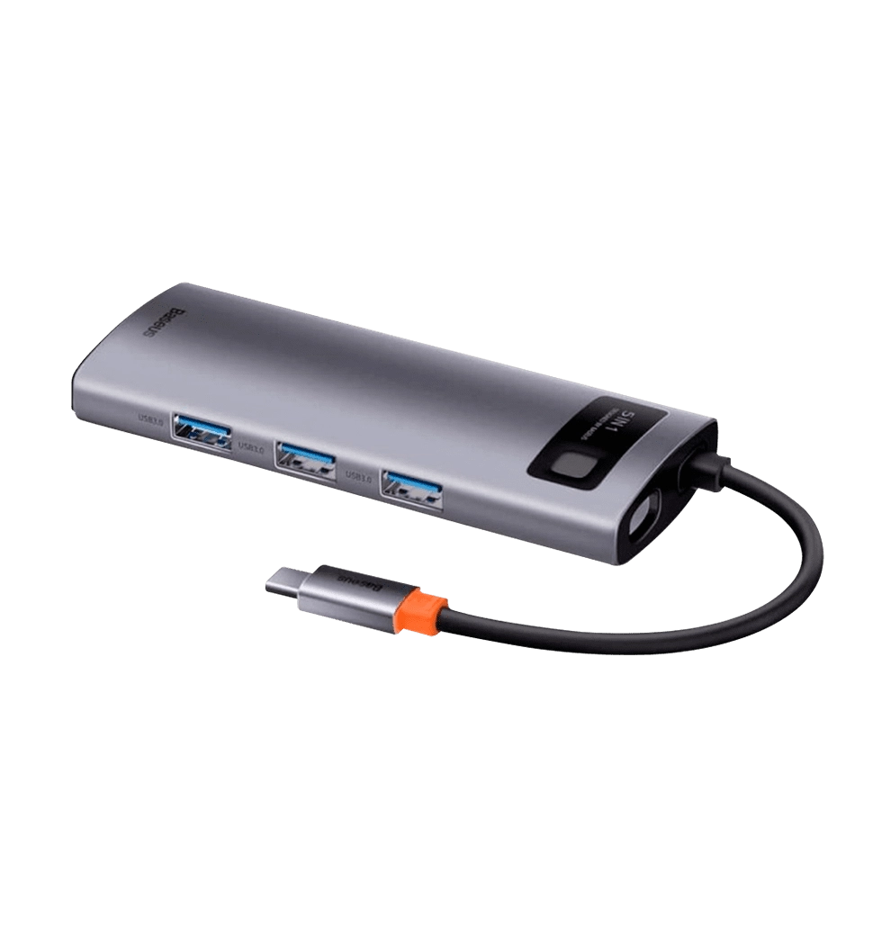 Хаб Baseus Multifunctional Metal Gleam 5- in-1 Type-C (Gray) (CAHUB-CX0G)