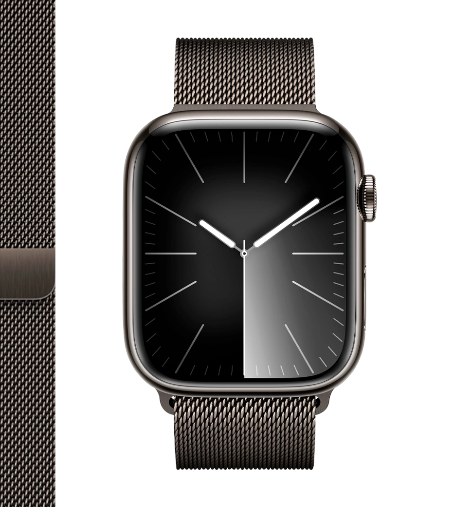 Apple Watch Series 9 45mm GPS + Cellular Graphite Stainless Steel Case with Graphite Milanese Loop (MRMX3)