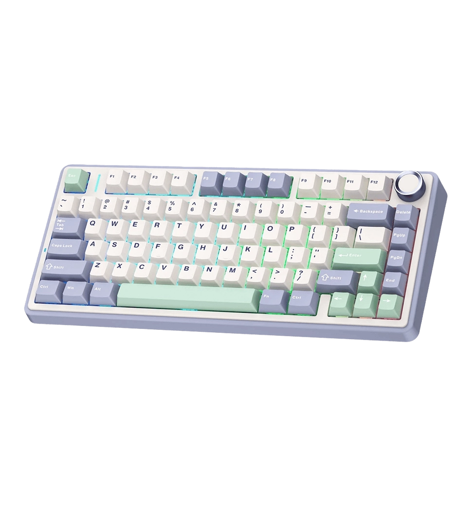 Игровая клавиатура AULA F75 Gasket Greywood V3 switch Hot-Swap, PBT, 2.4G wireless, BT, white