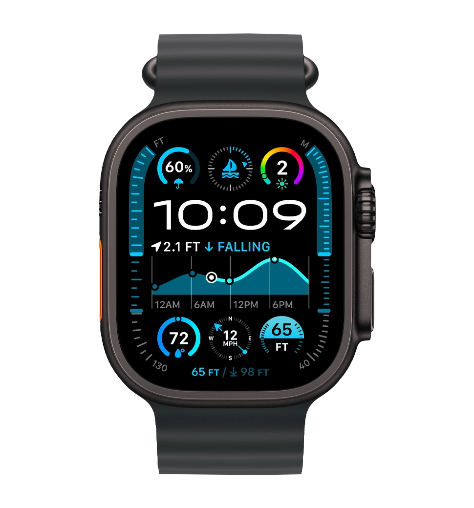 Apple Watch Ultra 2 49mm GPS + LTE Black Titanium Case with Black Ocean Band (MX4P3)
