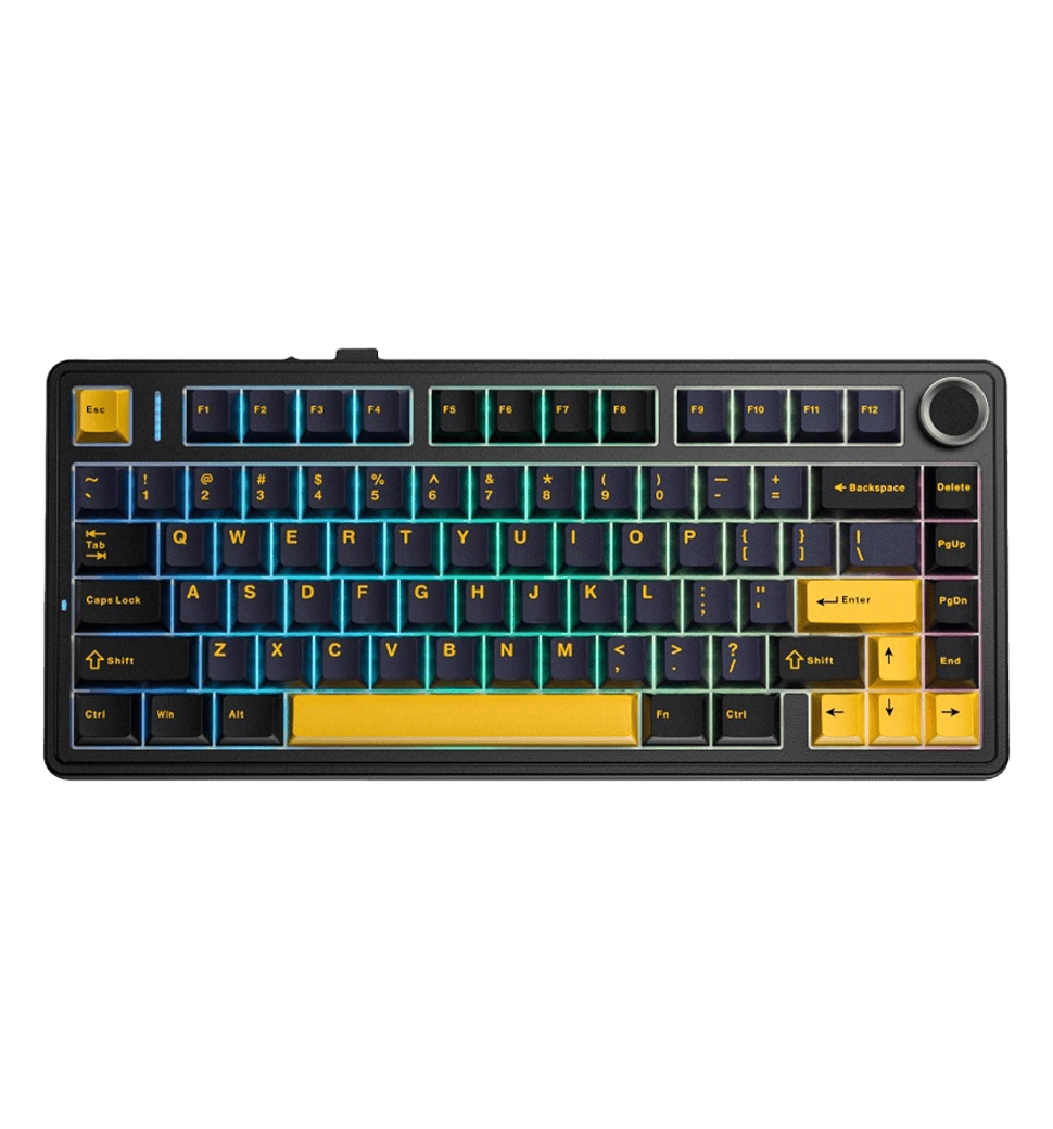 Ігрова клавіатура бездротова AULA F75 Gasket Greywood V3 switch Hot-Swap, PBT, 2.4G wireless, BT, black