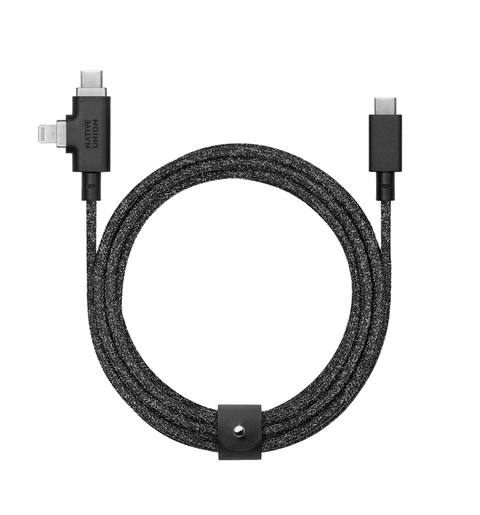 Native Union Belt Cable Duo Pro 240W USB-C to USB-C & Lightning Cosmos Black (2.4 m) (BELT-PROCCL-CO