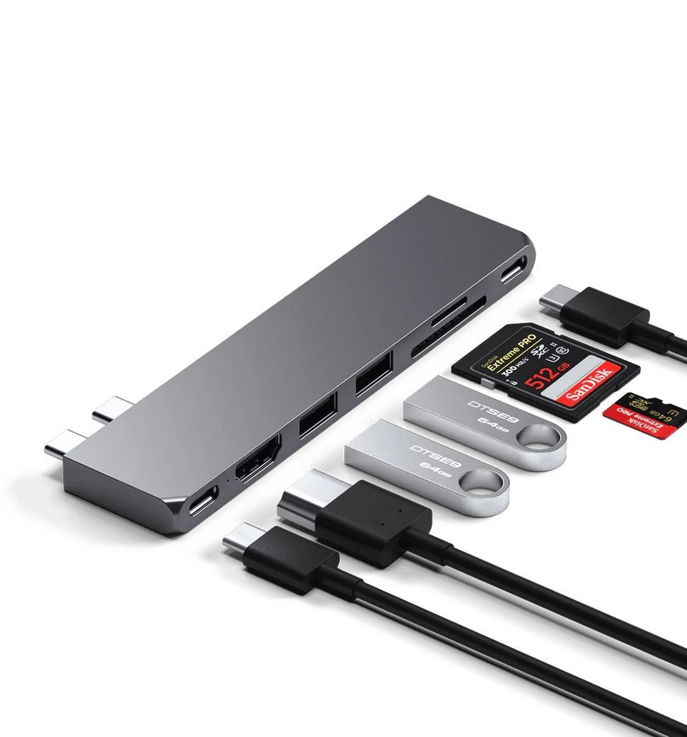 Хаб Satechi Aluminum USB-C Pro Hub Slim Adapter Space Gray (ST-HUCPHSM)