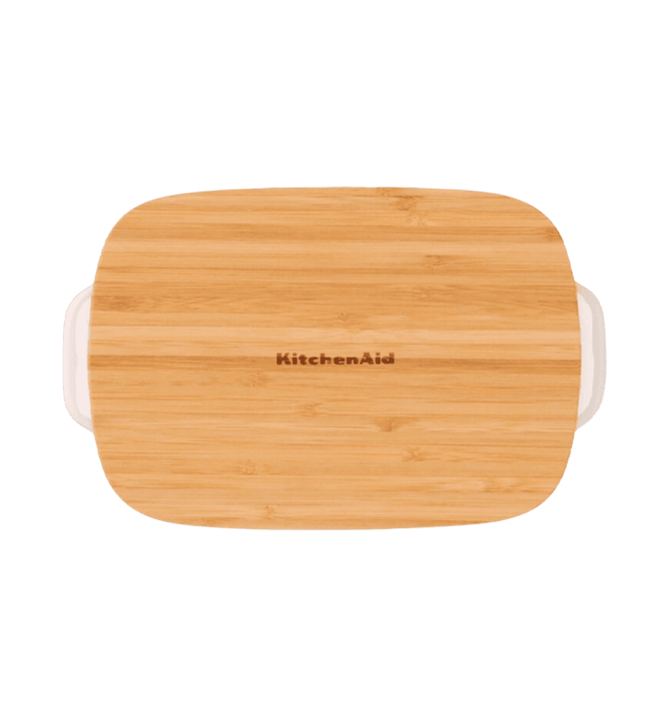Форма для випічки з кришкою KitchenAid керамогранітна, 7,5х19,5х32,8 см, 1,9 л, кремовий колір (CC00