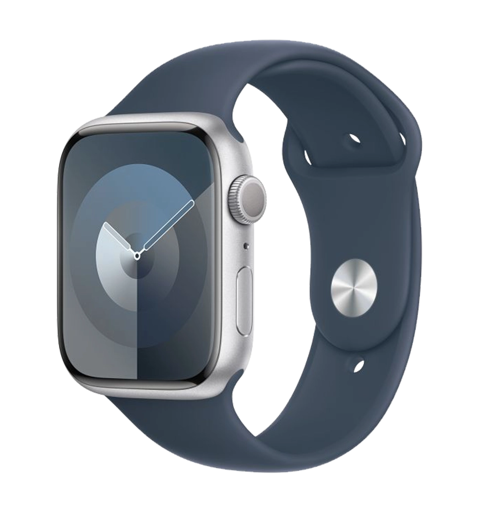 Apple Watch Series 9 41mm Silver Aluminum Case with Storm Blue Sport Band S/M (MR903)