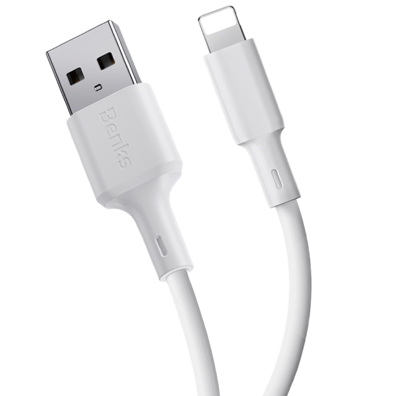 Кабель Benks D45 USB A to Lighting White 1,2m (12W)