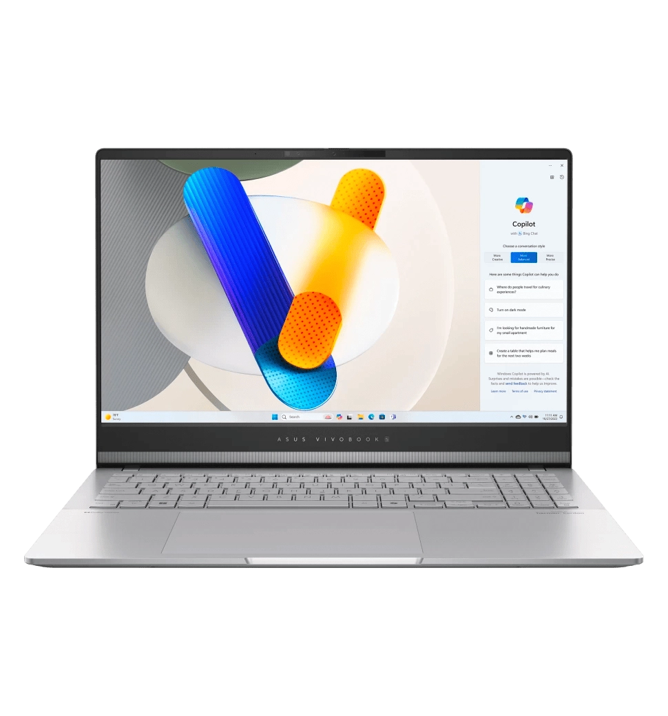Ноутбук 15.6" ASUS Vivobook S 15 M5506UA-MA043 OLED (90NB1473-M001R0)/AMD R9-8945HS/32GB/1TB SSD/AMD Radeon/DOS/Silver
