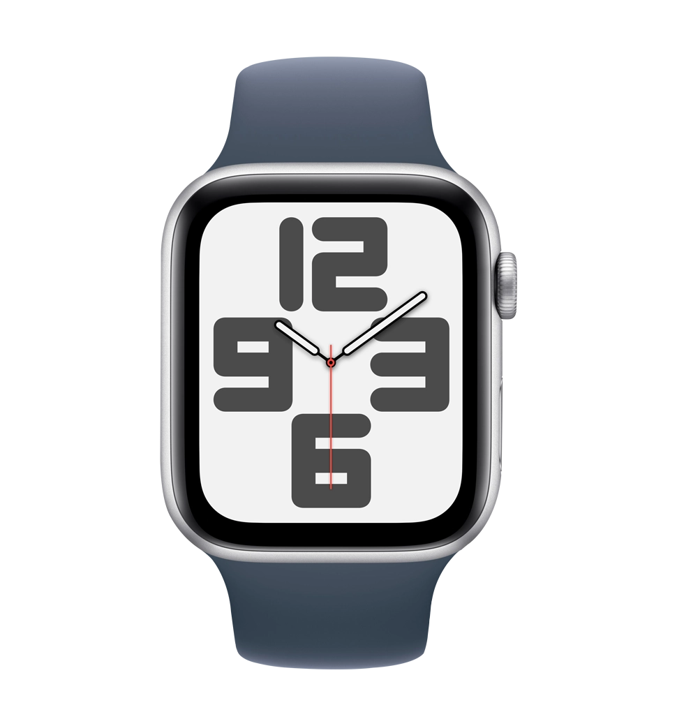 Смарт-годинник Apple Watch SE (gen 2) 2023 44mm Silver Aluminum Case with Storm Blue Sport Band S/M (MREC3)