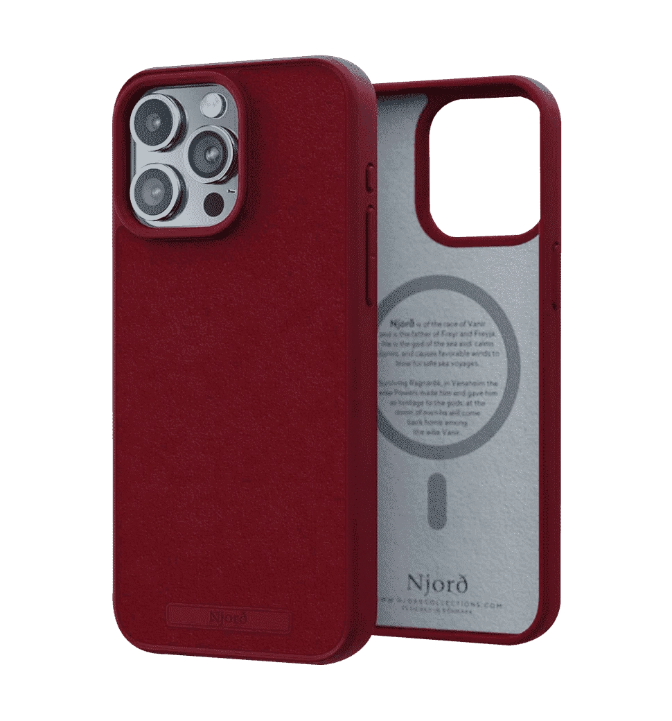 Чехол Njord Suede MagSafe Case Crimson Red для iPhone 15 Pro (NA53SU11)