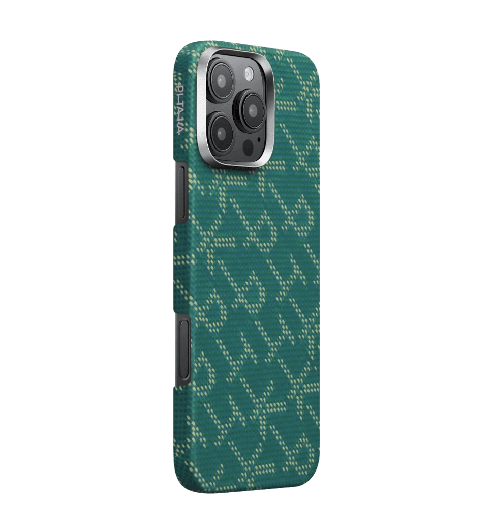 Чехол Pitaka Tactile Woven Monogram Green/Gold for iPhone 16 Pro Max (KI1601PTKP)