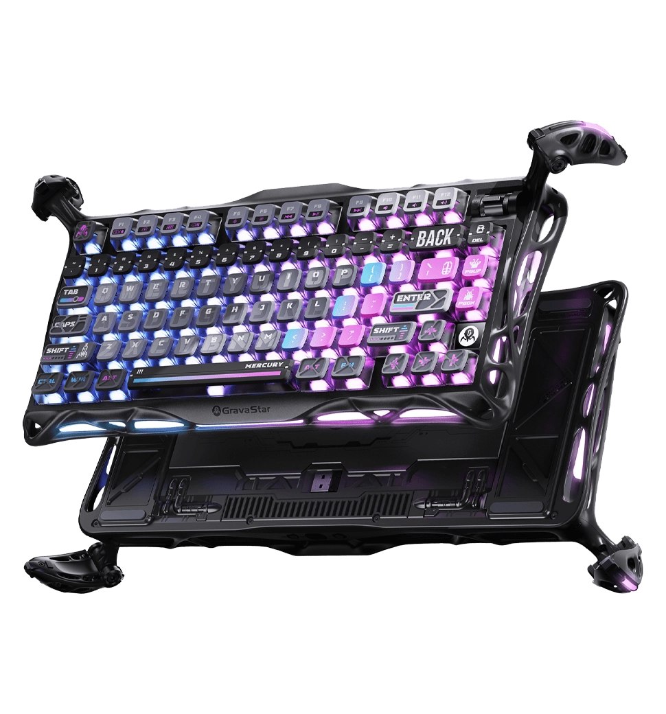 Клавіатура механічна GravaStar Mercury K1 Pro 80keys, GravaStar x Kailh Speedy Mint, BT/WL/USB, чорний