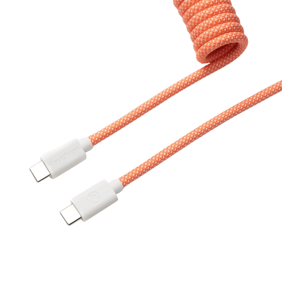 Кабель USB-A/USB-C > USB-C заряджання/синхронізації Keychron, 1.36м, Type-C, Coiled Aviator, оранжевий