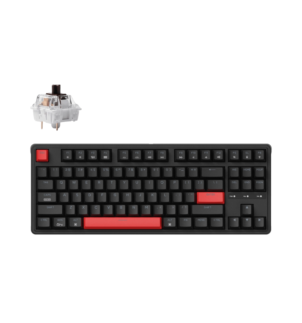Клавиатура механическая Keychron C3 Pro 87Key, K pro Brown, USB-A, QMK, Hot-swap, EN/UKR, RGB, чорний