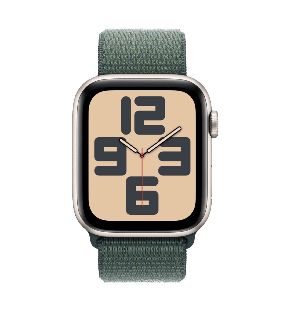 Apple Watch SE 2 2024 44mm Starlight Aluminium Case with Lake Green Sport Loop (MXEW3)