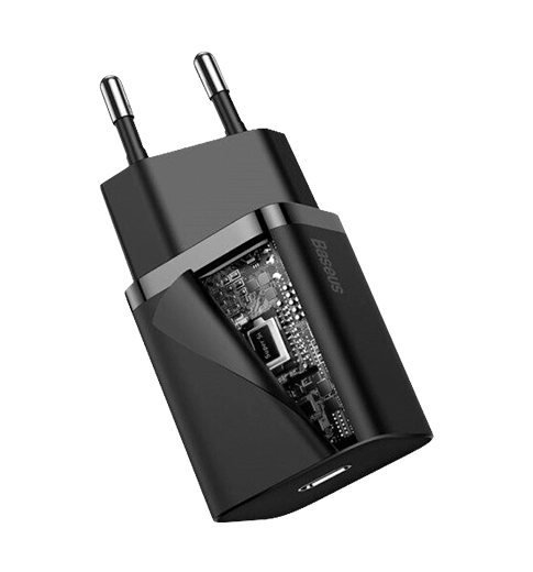 Адаптер Baseus Super Si Quick Charger Type-C 20W with Type-C to Lightning Cable Black (TZCCSUP-B01)