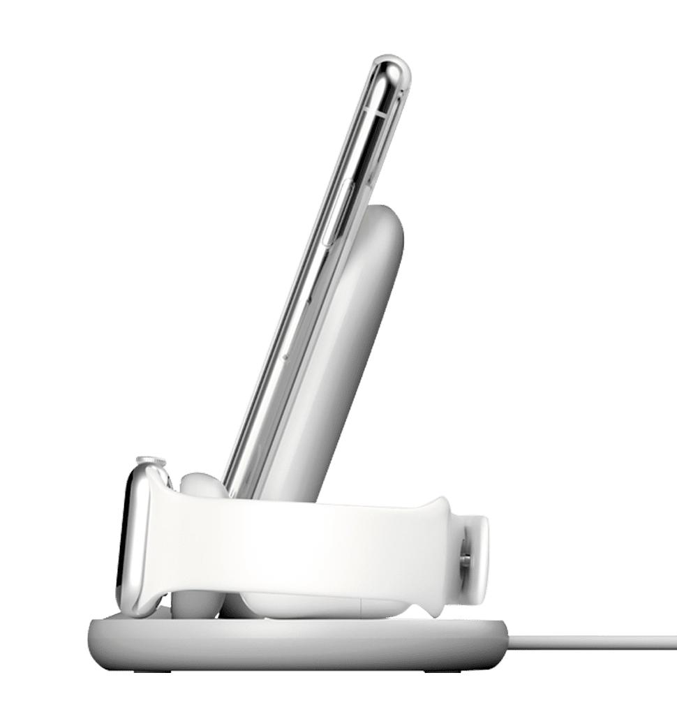 Бездротовий ЗП Belkin 3in1 Wireless Pad/Stand/Apple Watch white (WIZ001VfWH)