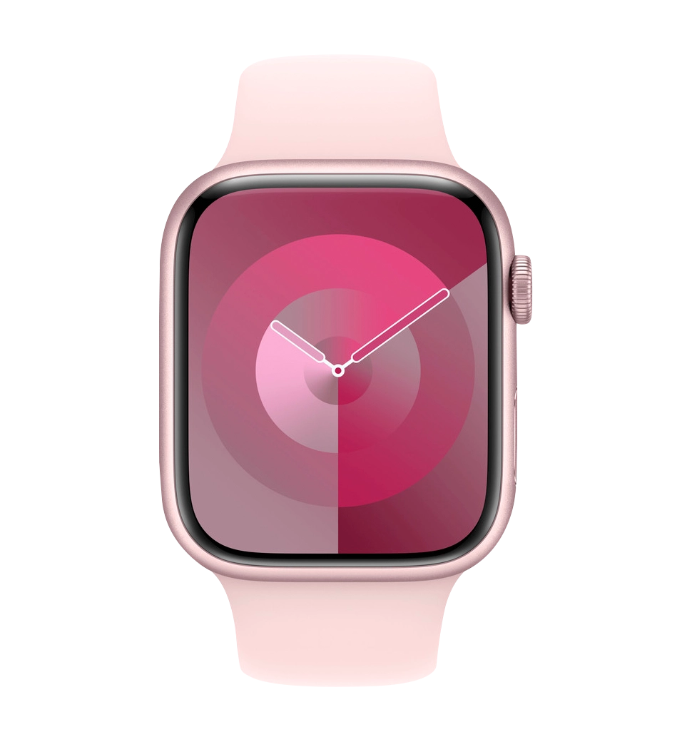 Apple Watch Series 9 45mm Pink Aluminum Case with Light Pink Sport Band S/M (MR9G3)