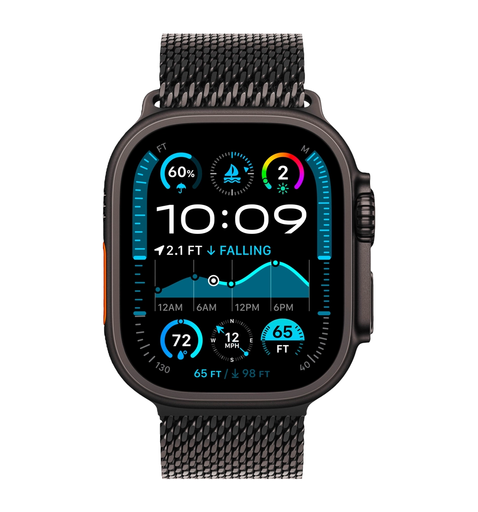 Apple Watch Ultra 2 49mm GPS + LTE Black Titanium Case with Black Titanium Milanese Loop Medium (MX5U3)