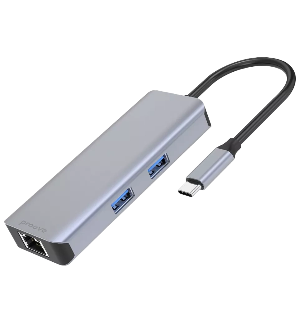 Type-C-Хаб Proove Iron Link 6 in 1 (2*USB3.0 + SD/TF + RJ45 + HDMI) (silver)