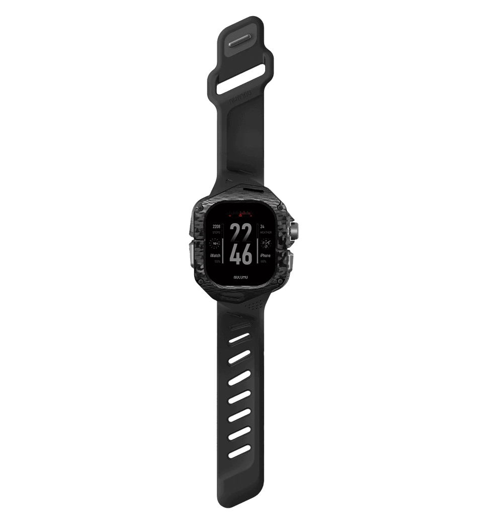 Ремінець AULUMU Carbon Fiber Cover+Orange Band  titanium+black A01-CF-OG