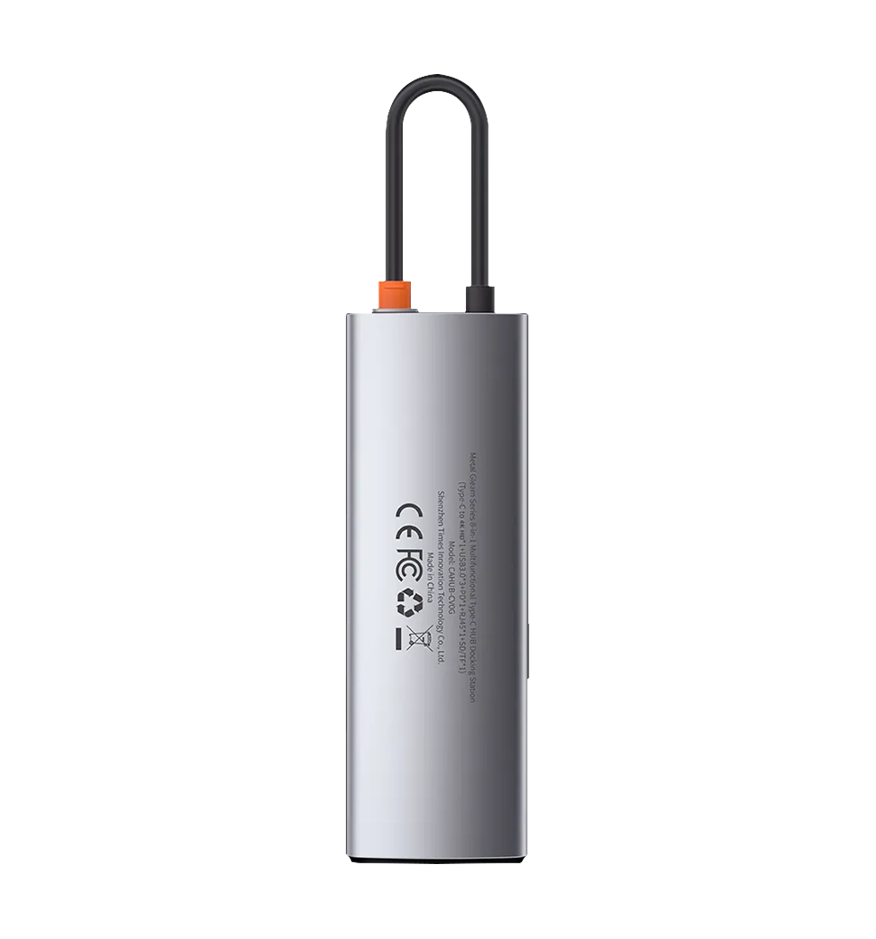 Хаб Baseus Multifunctional Metal Gleam 8- in-1 Type-C (Gray) (CAHUB-CV0G)