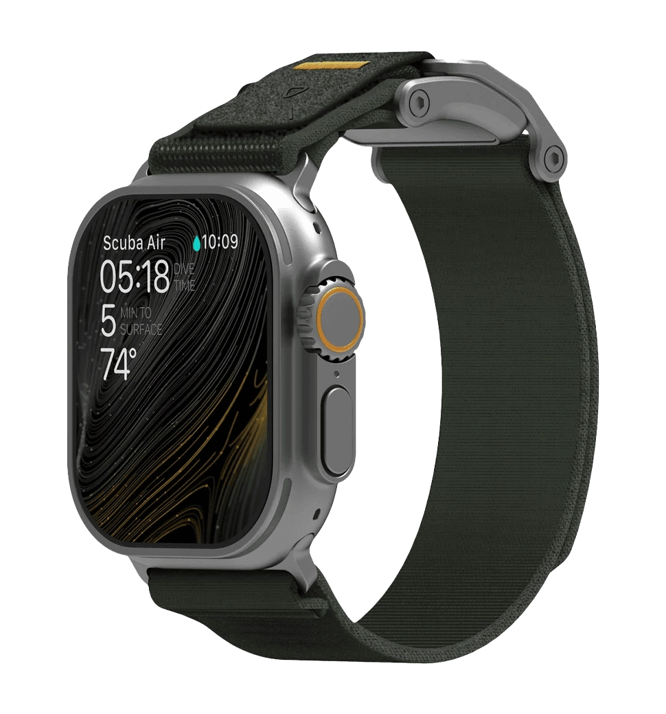 Ремінець AULUMU A11 band for Apple Watch,  Silver buckle+Orange Strap silver+misty green A11-NL-SL-OG