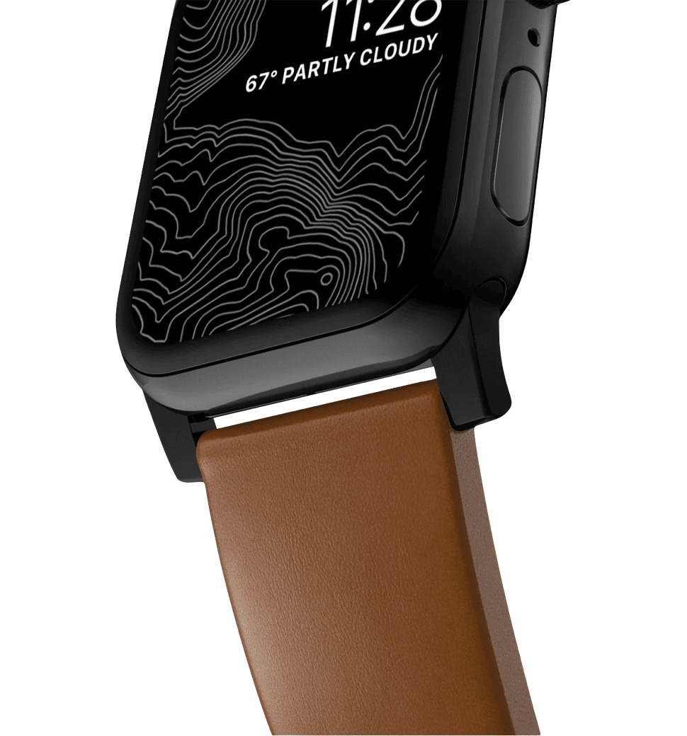Ремінець Nomad Modern Leather Black Hardware English Tan 46mm/49mm (NM01804185)