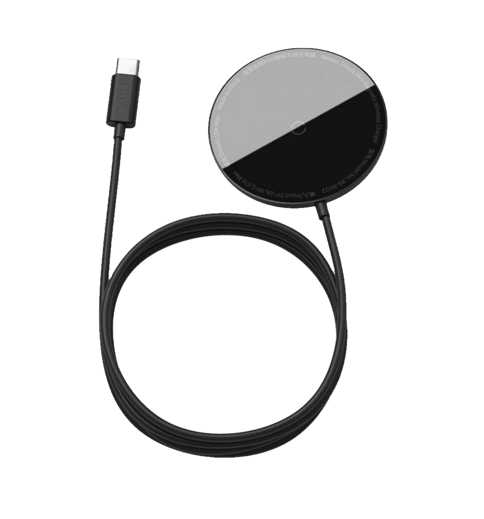 БЗП Baseus Simple Mini Magnetic Wireless Charger For IP12 with Type-C Cable Black (WXJK-F01)
