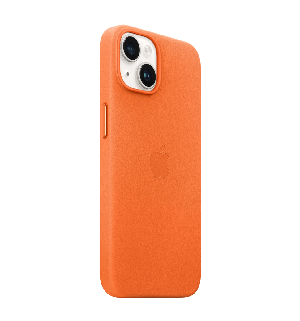 Чохол шкіряний iPhone 14 Leather Case with MagSafe Orange (MPP83) — фото 4