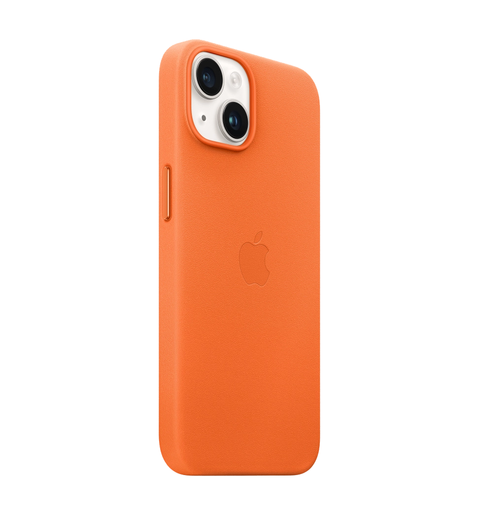 Чехол кожаный iPhone 14 Leather Case with MagSafe Orange (MPP83)