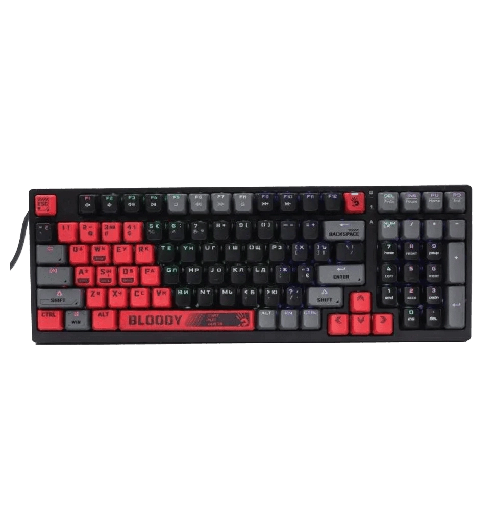 Механічна клавіатура A4Tech S98 (Bloody Red), червоні світчі, RGB підсвічування клавіш, USB, чорний