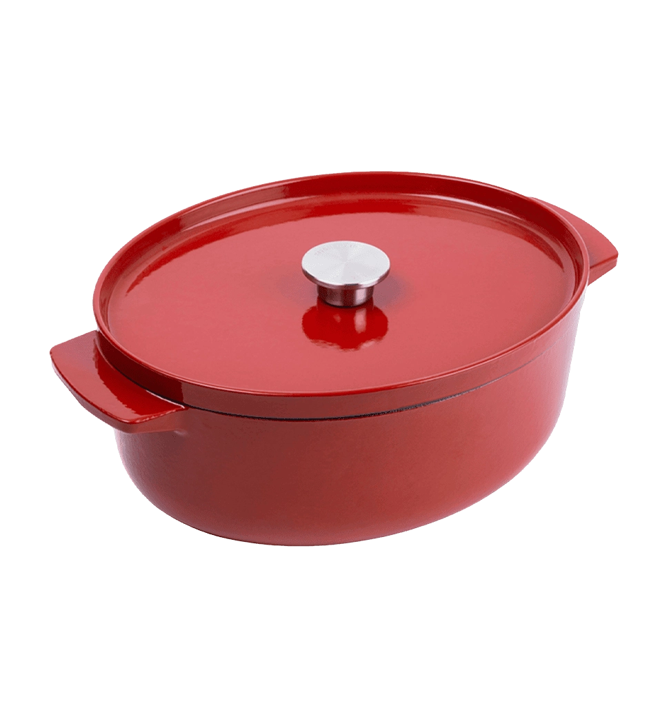 Гусятниця чавунна з кришкою KitchenAid, 30 см, 5,6 л, червона (CC006063-001)
